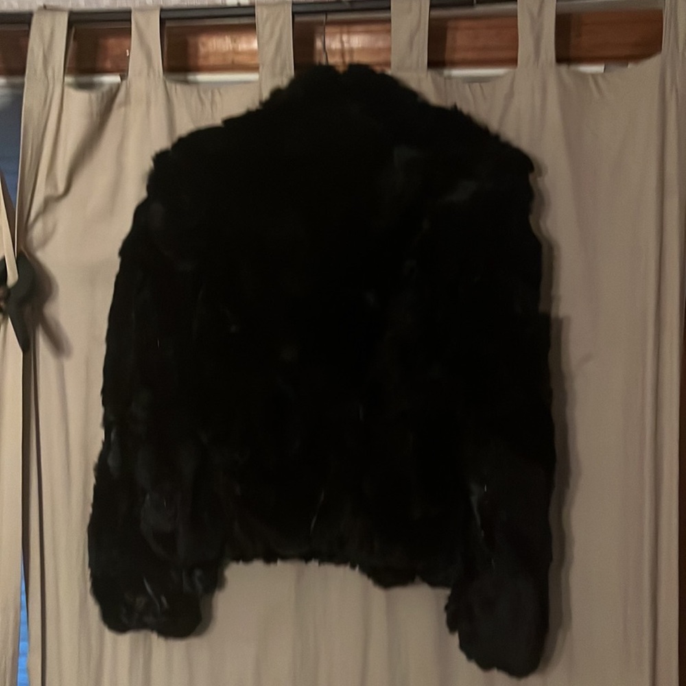 Black rabbit fur coal, no rips or imperfections